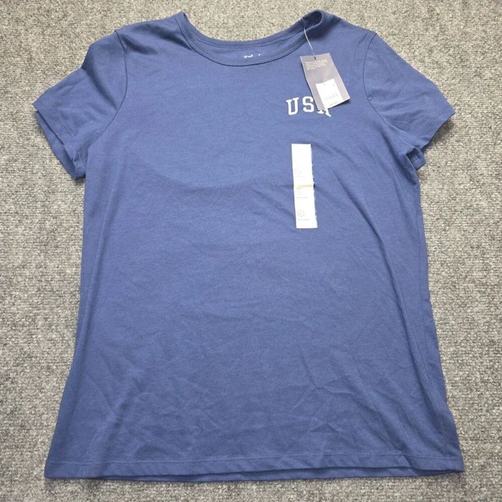 Women’s USA American Flag Graphic T-Shirt Blue Size Large